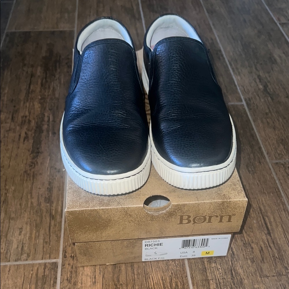 Born Women’s Black Leather Slip-On Shoes